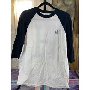 Huf Baseball Style 3/4 Sleeve Black T-shirt Mens Size Large H Back Logo Two Tone